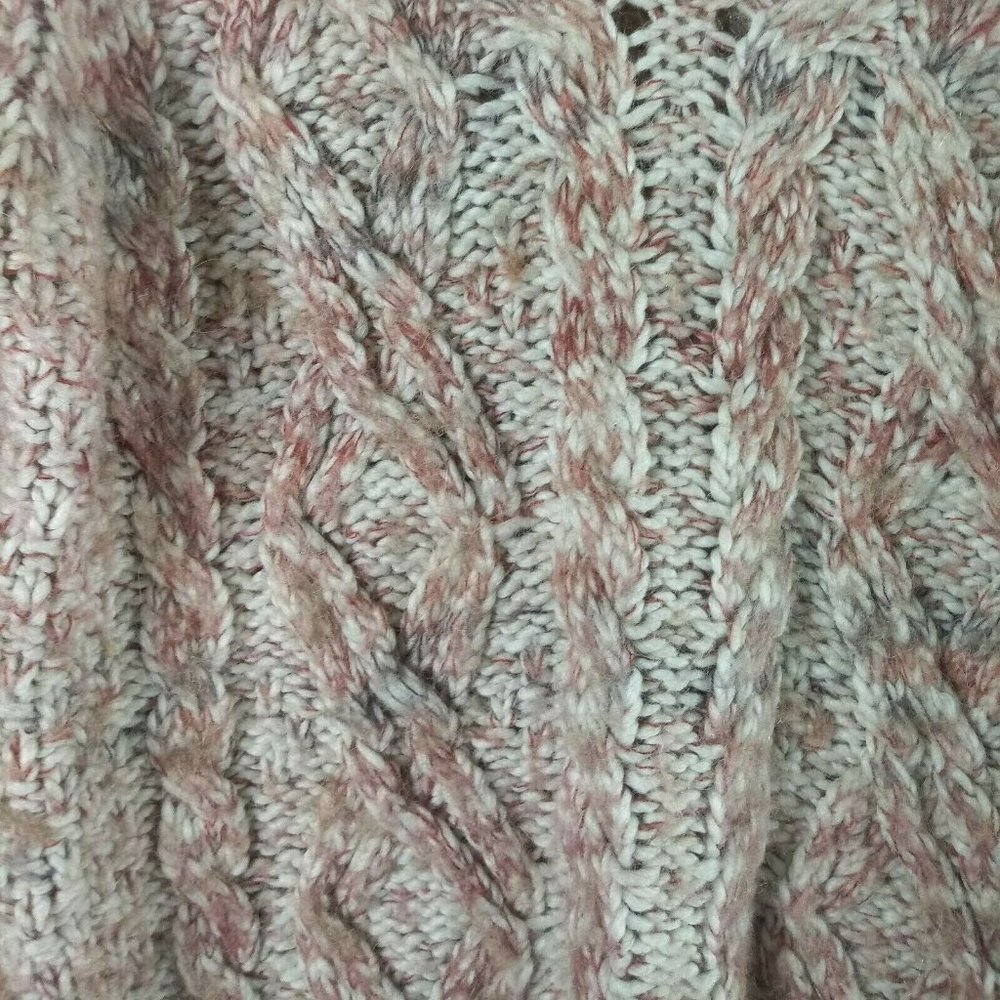 Elsamanda Cable Knit Pullover Sweater Wool Alpaca Mohair V-Neck Two Tone M Large - Picture 5 of 5
